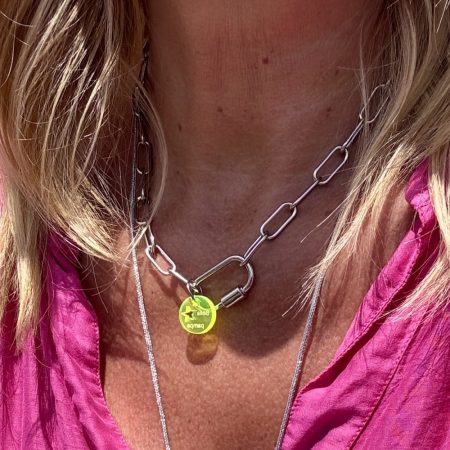 Collier ras de cou Paul, chaîne et mousqueton en acier inoxydable argent, création Bella-pampa
