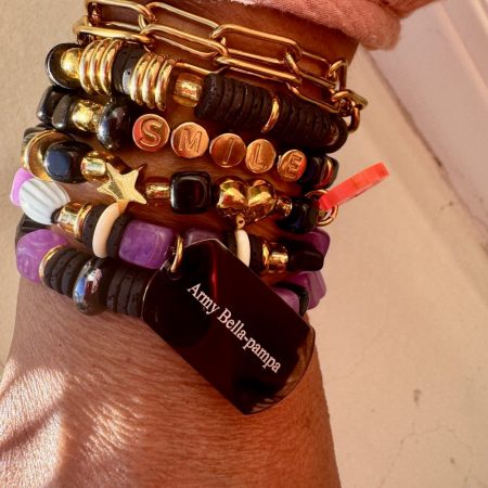 Bracelet double Simon, maillons et mousqueton en acier inoxydable doré, oeil de protection, charm Bella-pampa.