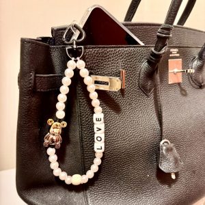 Bijou de téléphone court Maradona, oursons en 6 couleurs, message Love, perles de culture fantaisie. Bella-pampa.