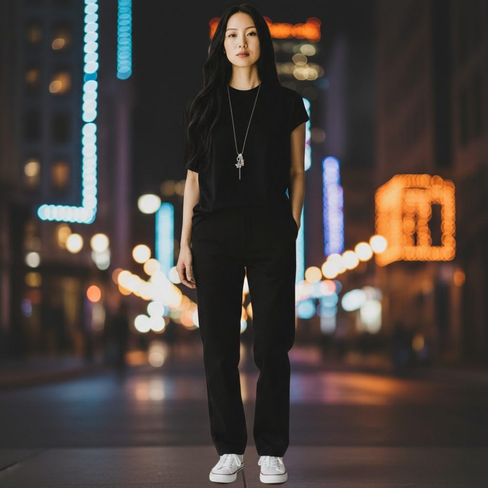 Sautoir Giovanni longue croix en argent et zircon, charms, étoile, Love chaine 80 Cm en argent 925 , création Bella-pampa.