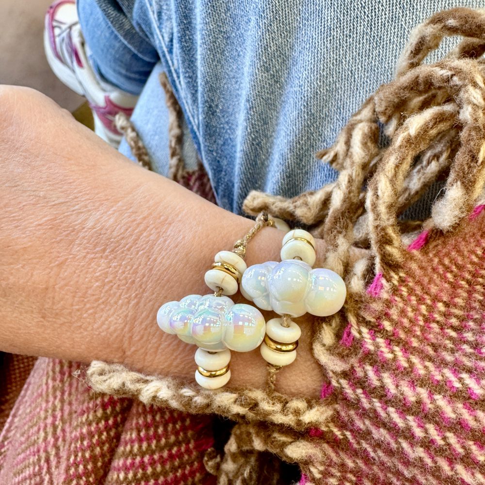 Bracelet cordon Nomade, perle nuage, creation Bella-pampa