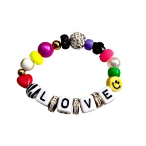 Bracelet Junky Love, perles message love, smiley, coeur, perles colorées, creation Bella-pampa.