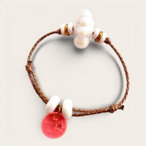 Bracelet cordon Nomade, perle nuage, creation Bella-pampa
