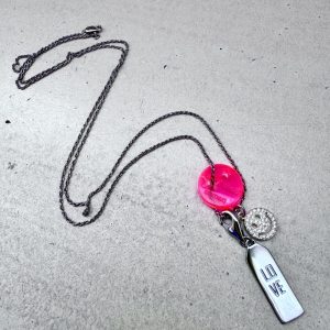 Collier Pop Love en argent 925, charms Smiley et plaque Love, Bella-pampa.