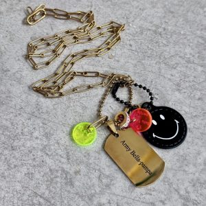 Sautoir Carlos en acier inoxydable Smiley, plaque Army Bella-pampa.