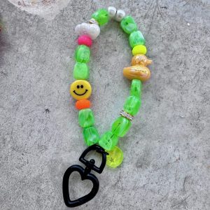 Rio bijoux porte-clés, bijoux de téléphone ou bijou de sac fun et colorés, perles oeil, canard, smiley