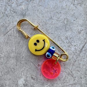 Broche Pins OMG, perles smiley, oeil, broche bella-pampa.