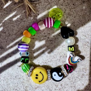 Bracelet Circle, perles Fun et décalées, smiley, peace, rainbow, love, Bella-pampa