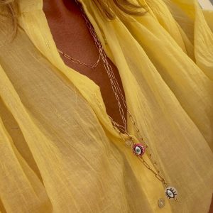 Sautoir Mykonos chaine en acier inoxydable pendentif oeil protecteur