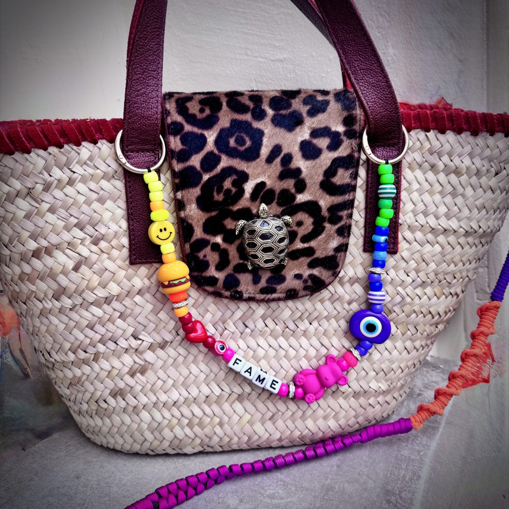 Bijou de sac, bag charm, Rainbow Fame Smile, perles arc-en-ciel-smiley, oeil, ourson, Bella-pampa