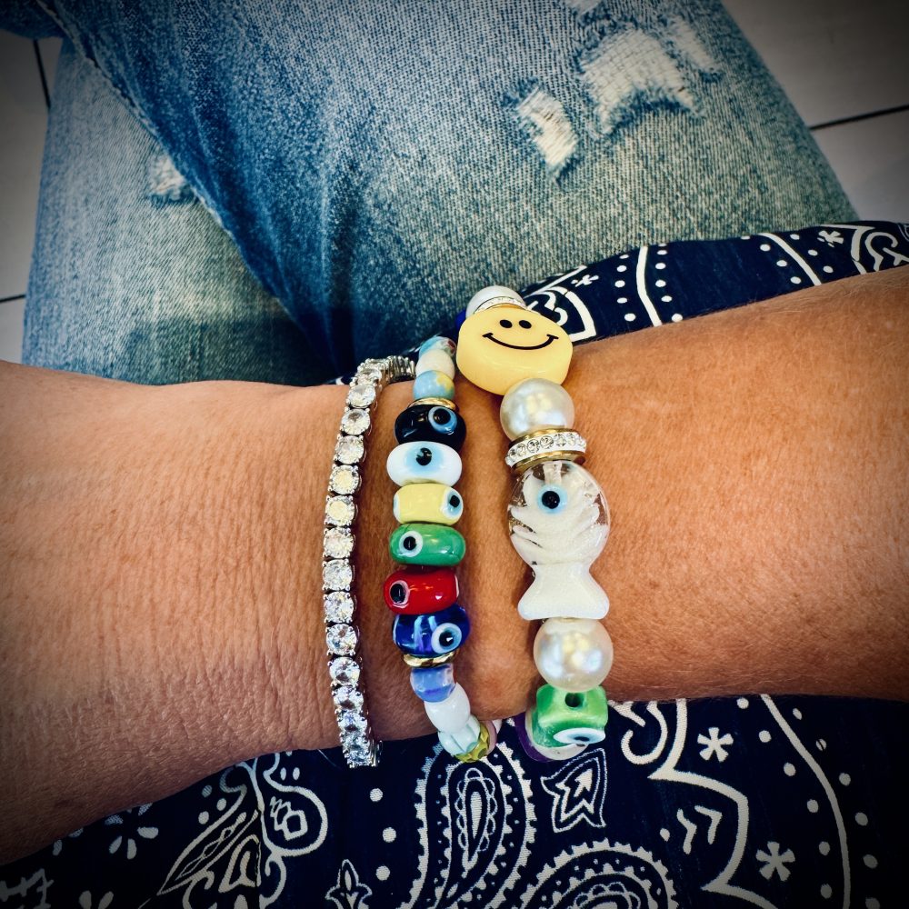 Bracelet Ma Mignonnerie, une ambiance de rivière de diamant fantaisie, zircon, acier inoxydable couleur argent. Bella-pampa.