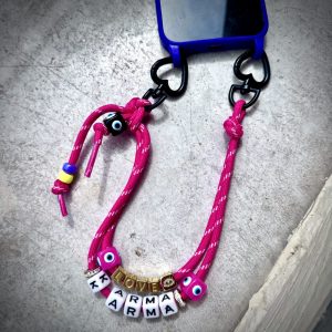 Love No Stress, Bijou lacet cordon de téléphone Love No Stress, 2 attaches, 4 couleurs, message karma, Love, Amore, Perles colorées oeil de protection.