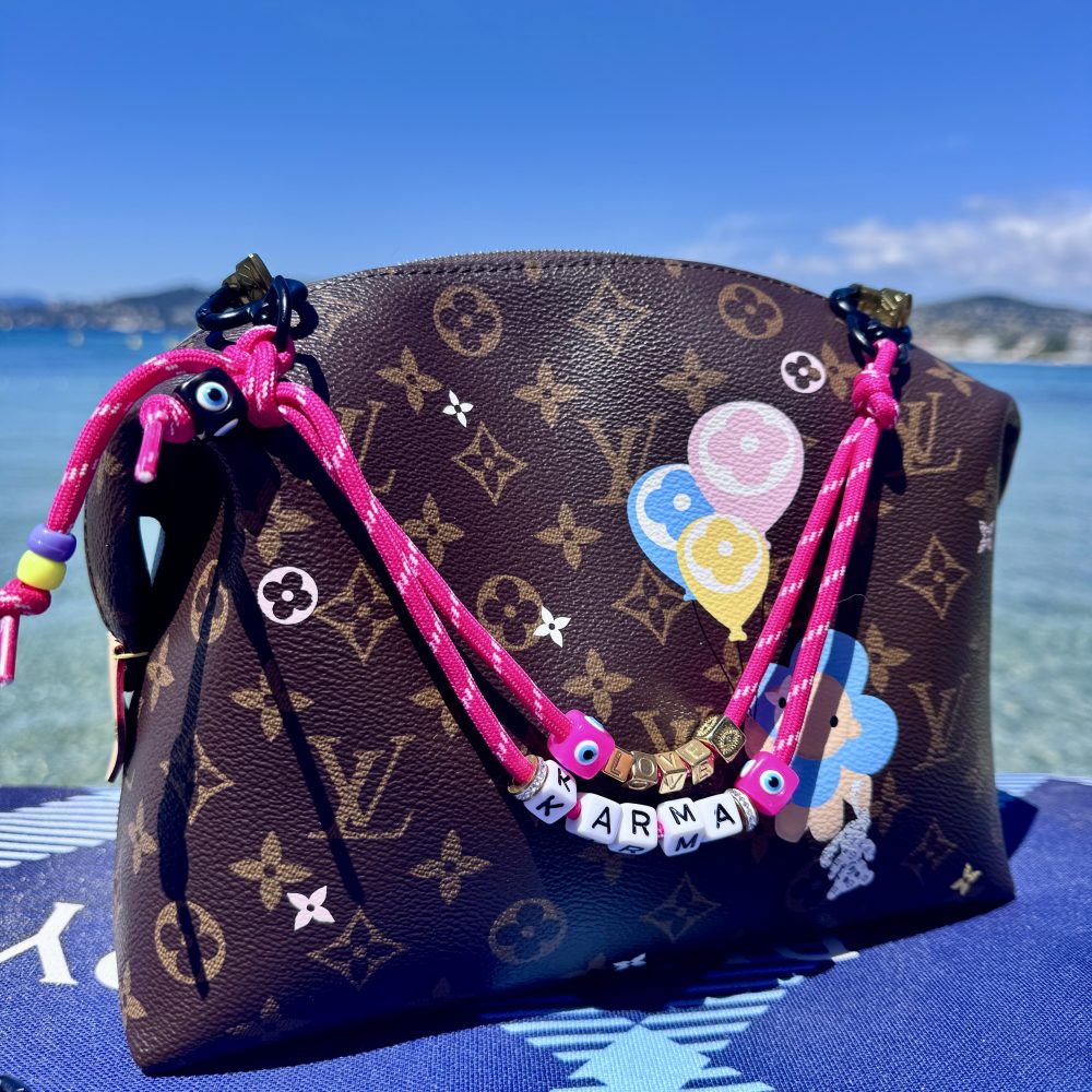 Love No Stress, Bijou lacet cordon de téléphone Love No Stress, 2 attaches, 4 couleurs, message karma, Love, Amore, Perles colorées oeil de protection.