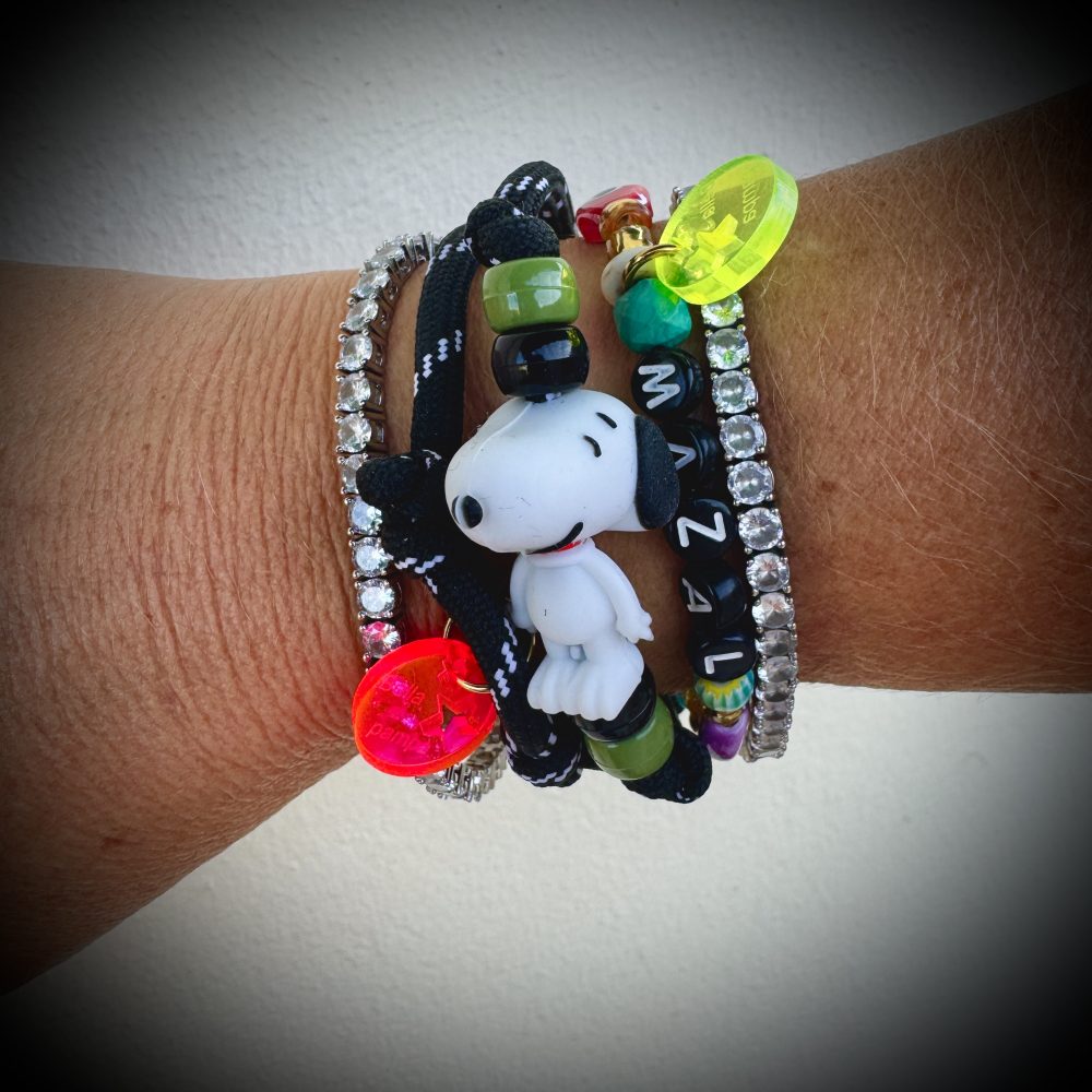 Snoopy Marcel bracelet double tour cordon, création Bella-pampa