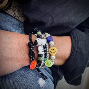 Snoopy Marcel bracelet double tour cordon, création Bella-pampa