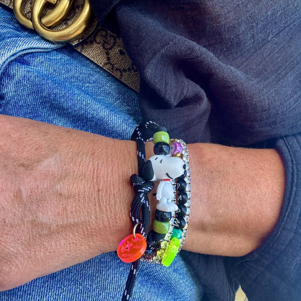 Snoopy Marcel bracelet double tour cordon, création Bella-pampa