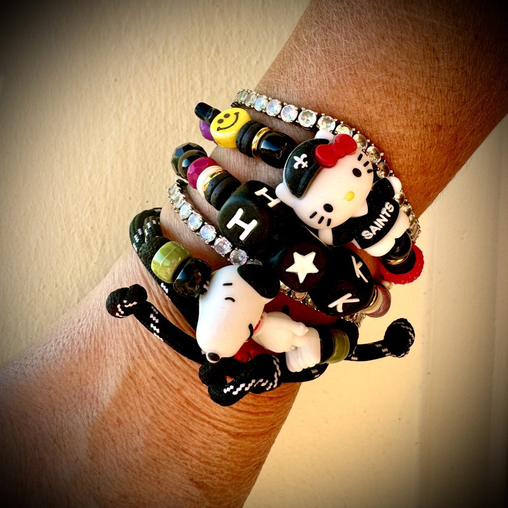 Bracelet Saints H&K double tour, perles colorées et message kitty