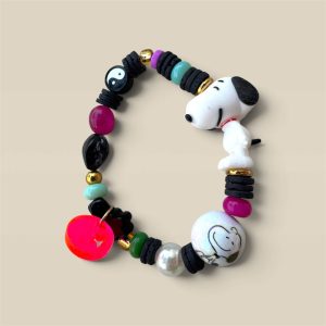 Bracelet Snoopy POP, perles fun, figurine perles Snoopy, creation Bella-pampa.