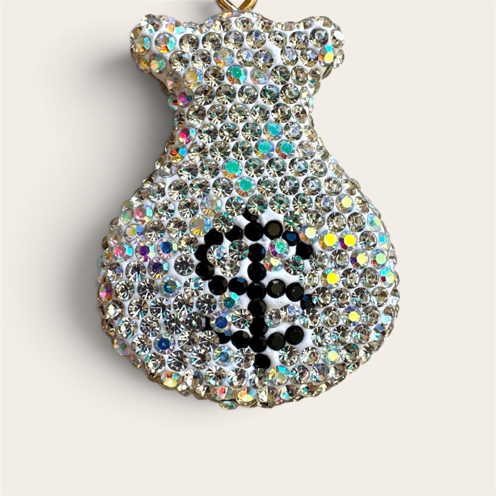 Sautoir Dollar Baby, strass et chaine en acier inoxydable, Charm fluo Bella-pampa