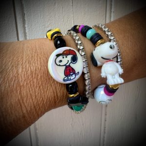 Bracelet Killer Snoopy, 8 choix pour la perle centrale Snoopy, smiley étoile.